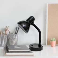 Basic Metal Desk Lamp With Flexible Hose Neck Black - Simple Designs