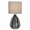 21" Vintage Rattan Wicker Style Paper Rope Bedside Table Lamp With Fabric Shade - Lalia Home
