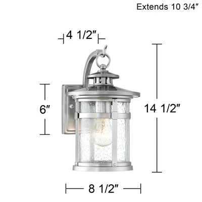 Franklin Iron Works Callaway Modern Industrial Outdoor Wall Light Fixture Chrome 14 1/2" Clear Seedy Glass For Post Exterior Barn Deck House Porch - Image 6