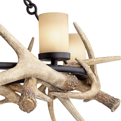Franklin Iron Works Antler Lodge Black Chandelier 36 3/4" Wide Farmhouse Rustic Antler Deer Horn 6-Light LED Fixture For Dining Room Kitchen Island - Image 2