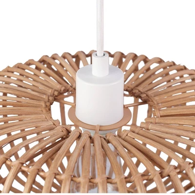 Fitz 1-Light Plug-In Or Hardwire Rattan Shade Pendant Lighting - Globe Electric - Image 3