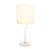 19.5" Bedside USB Port Feature Metal Table Desk Lamp White With Fabric Shade - Creekwood Home