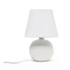 8.66" Petite Ceramic Orb Base Bedside Table Desk Lamp With Matching Tapered Drum Fabric Shade Off-White - Creekwood Home