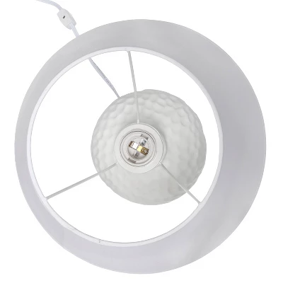 20.08" Traditional Ceramic Texture Imprint Winding Table Desk Lamp With Matching Fabric Shade White - Creekwood Home - Image 4