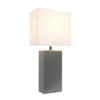 21" Lexington Leather Base Modern Home Decor Bedside Table Lamp With Fabric Shade - Lalia Home