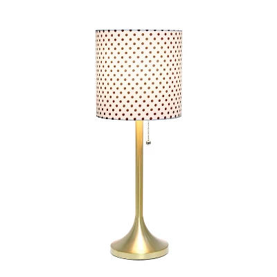 Tapered Desk Lamp With Polka Dot Fabric Drum Shade Gold - Simple Designs