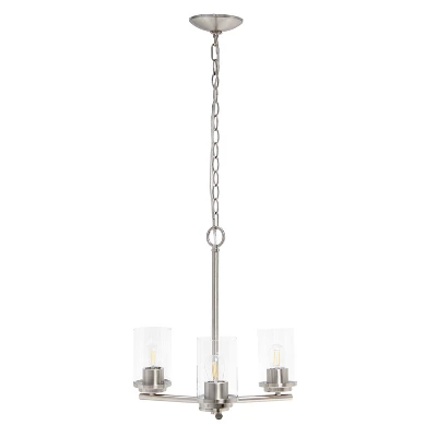 3-Light 15" Classic Contemporary Clear Glass/Metal Hanging Pendant Chandelier - Lalia Home - Image 13