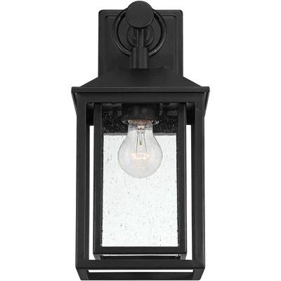 Franklin Iron Works Califa Mission Outdoor Wall Light Fixture Black Metal 15 1/4" Clear Seedy Glass For Post Exterior Barn Deck House Porch Yard Patio - Image 3