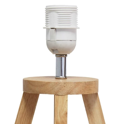 Natural Wood Interlocked Triangular Table Lamp With Fabric Shade White - Simple Designs - Image 5