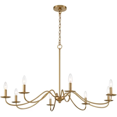 Franklin Iron Works Soft Gold Chandelier 42" Wide Farmhouse Rustic Bent Arms 8-Light Fixture For Dining Room Living House Home Foyer Kitchen Island - Image 8