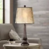 Franklin Iron Works Naomi Industrial Rustic Table Lamp 25" High Aged Bronze Brown Mica Drum Shade For Bedroom Living Room Bedside Nightstand Office