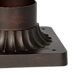 Franklin Iron Works Rustic Industrial Outdoor Post Light With Pier Mount Bronze Metal 15 3/4" Clear Frosted Glass For Exterior Deck House Porch Yard