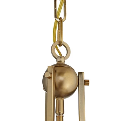 Franklin Iron Works Charleston Warm Brass Pendant Chandelier 16" Wide Modern LED Clear Seedy Glass 3-Light Fixture For Dining Room Home Kitchen Island - Image 3