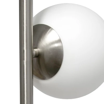 66" Tall Mid-Century Modern Tree Floor Lamp With Dual White Glass Globe Shade Brushed Nickel - Simple Designs - Image 5