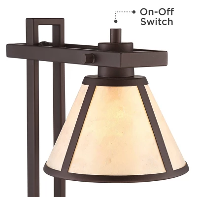 Franklin Iron Works Maricopa Rustic Farmhouse Desk Lamp 21 1/4" High Bronze Metal With USB And AC Power Outlet Mica Shade For Bedroom Living Room Home - Image 5