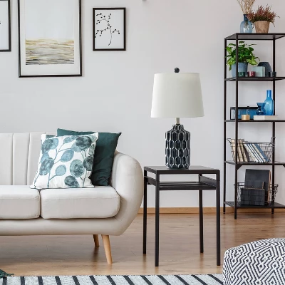 Moroccan Table Lamp With Fabric Shade Blue - Lalia Home - Image 3