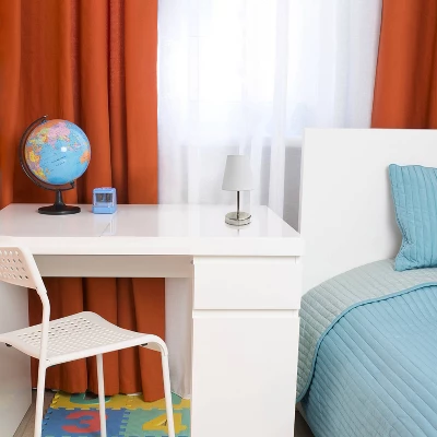 10.5" Petite Metal Stick Bedside Table Desk Lamp In Sand Nickel With Fabric Shade White - Creekwood Home - Image 2