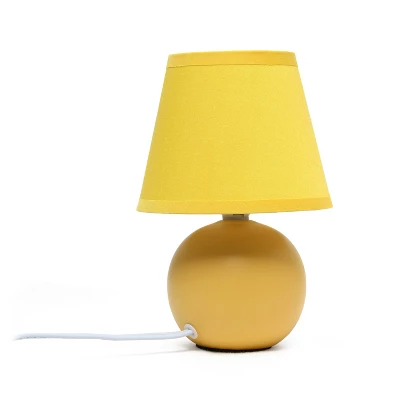 8.66" Petite Ceramic Orb Base Bedside Table Desk Lamp With Matching Tapered Drum Fabric Shade Yellow - Creekwood Home - Image 5