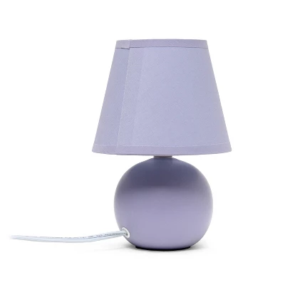 8.66" Petite Ceramic Orb Base Bedside Table Desk Lamp With Matching Tapered Drum Fabric Shade Purple - Creekwood Home - Image 6