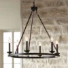 Franklin Iron Works Myland Bronze Wagon Wheel Chandelier 27" Wide Industrial 6-Light Fixture For Dining Room House Kitchen Island Entryway Bedroom