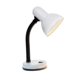 14.25" Traditional Fundamental Metal Desk Task Lamp And Bowl Shaped Shade With Flexi Gooseneck White - Creekwood Home