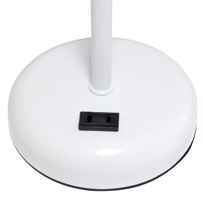 19.5" Bedside Power Outlet Base Metal Table Desk Lamp In White Fabric Shade - Creekwood Home - Image 5