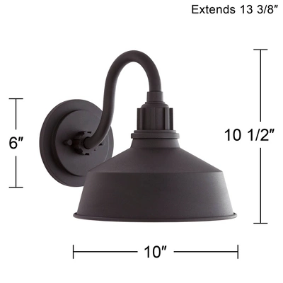 Franklin Iron Works Arnett Rustic Industrial Farmhouse Outdoor Barn Light Fixture Black Gooseneck 10 1/2" For Exterior Deck House Porch Patio Outside - Image 8