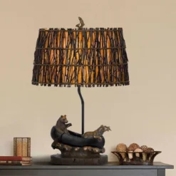 27" Bear Canoe Resin Table Lamp Brown - Cal Lighting