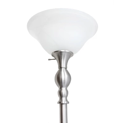 1-Light Classic Torchiere Floor Lamp With Marbleized Glass Shade Brushed Nickel - Lalia Home - Image 4