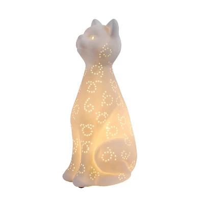 Porcelain Kitty Cat Shaped Animal Light Table Lamp White - Simple Designs - Image 4