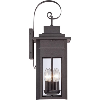 Franklin Iron Works Bransford Mission Outdoor Wall Light Fixture Black Specked Gray 21" Clear Glass For Post Exterior Barn Deck House Porch Yard Patio - Image 4