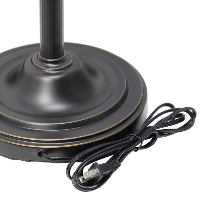 Torchiere Floor Lamp With Reading Light And Marble Glass Shades Restoration Bronze And Amber - Lalia Home - Image 7