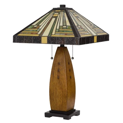 27" Resin Contemporary Mission Table Lamp With Tiffany Glass Shade - Cal Lighting - Image 3