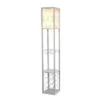 Etagere Organizer Storage Shelf Floor Lamp With Linen Shade Gray - Simple Designs