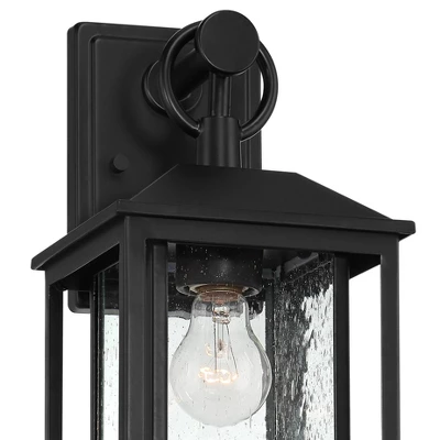 Franklin Iron Works Califa Mission Outdoor Wall Light Fixture Black Metal 15 1/4" Clear Seedy Glass For Post Exterior Barn Deck House Porch Yard Patio - Image 2