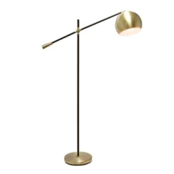 Swivel Floor Lamp With Inner Dome Shade Antique Brass - Lalia Home
