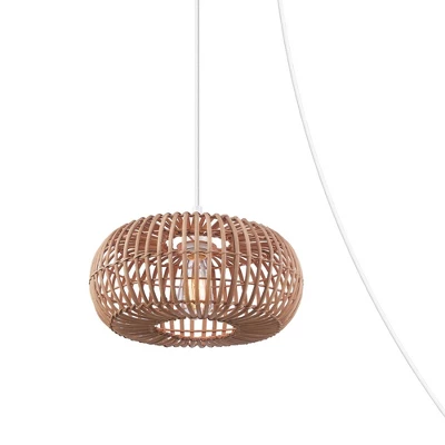Fitz 1-Light Plug-In Or Hardwire Rattan Shade Pendant Lighting - Globe Electric - Image 2