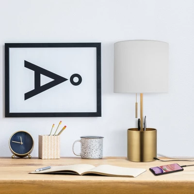 19" Pratt Table Lamp With Fabric Shade White - Globe Electric - Image 2