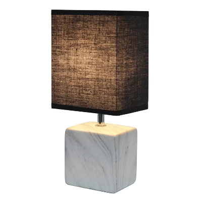 Petite Marbled Ceramic Table Lamp With Fabric Shade - Simple Designs