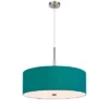 24" Lonoke Pendant Fixture With Hardback Linen Drum Shade Aqua Blue - Cal Lighting