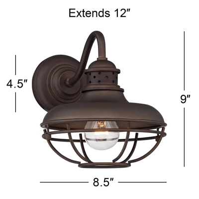 Franklin Iron Works Park Rustic Farmhouse Outdoor Wall Light Fixture Oil Rubbed Bronze Caged 9" For Post Exterior Barn Deck House Porch Yard Patio - Image 7