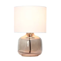 Glass Table Lamp With Fabric Shade White - Simple Designs