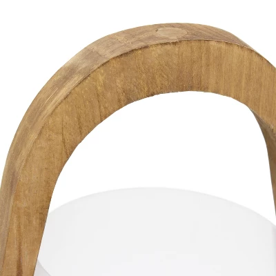 15" Organic Contemporary Natural Wood Accented Table Desk Lamp With Translucent Glass Shade - Lalia Home - Image 3