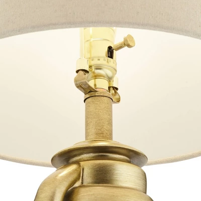 Franklin Iron Works Traditional Table Lamps With Night Light 25 1/4" High Set Of 2 Miner Lantern Gold Oatmeal Shade For Living Room Bedroom Home - Image 6