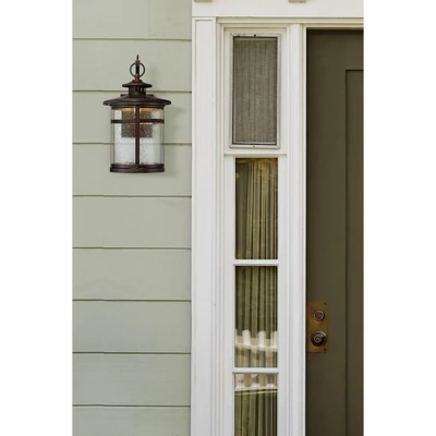 Franklin Iron Works Callaway Modern Industrial Outdoor Wall Light Fixture Bronze LED 11 1/2" Seedy Glass For Post Exterior Barn Deck House Porch Yard - Image 7