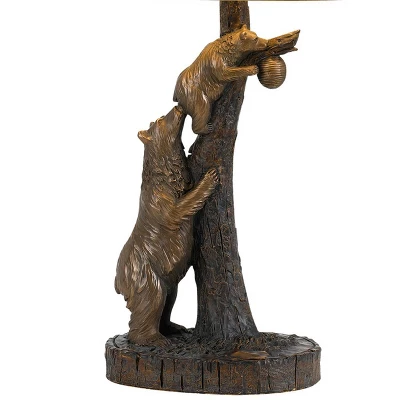 31" Bear Resin Table Lamp With Leatherette Shade Brown - Cal Lighting - Image 2