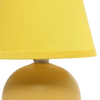 8.66" Petite Ceramic Orb Base Bedside Table Desk Lamp With Matching Tapered Drum Fabric Shade Yellow - Creekwood Home - Image 8
