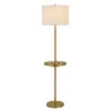 62" Crofton Metal Floor Lamp With USB Ports And Drum Shade Antique Brass - Cal Lighting