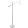 Swing Arm Floor Lamp With Glass Cylindrical Shade White - Lalia Home
