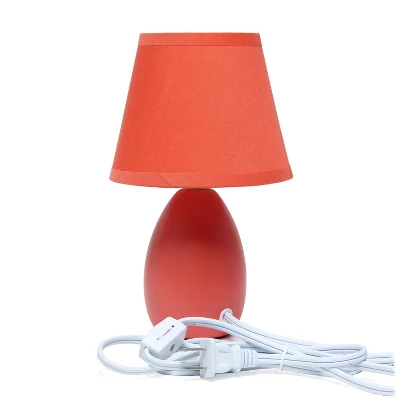 9.45" 2pk Petite Ceramic Oblong Bedside Table Desk Lamps With Matching Tapered Drum Shade Orange - Creekwood Home - Image 2